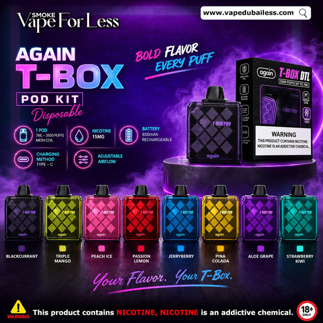 AGAIN T-Box Pod Kit Disposable Vape ABU DHABI DUBAI AL AIN RUWAIS AJMAN SHARJAH KSA
