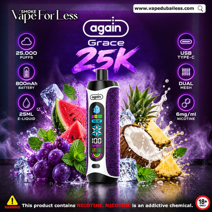 Again Grace Shisha Disposable  Vape (25,000 Puff) Vape Same Day Delivery Dubai