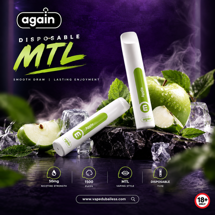 Again E Disposables MTL – 50mg (1500 Puffs) - Vape Delivery UAE
