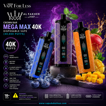 Al Fakher - Crown Bar Mega Max 40K Disposable Vape (40,000 Puffs)  Fast Vape Delivery Dubai Same Day
