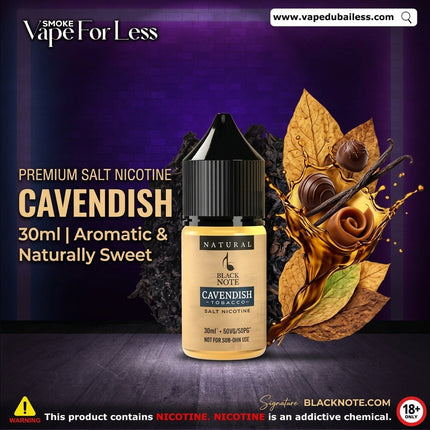 Black Note Cavendish Premium Nic Salt 30ml - Fast Vape Delivery UAE