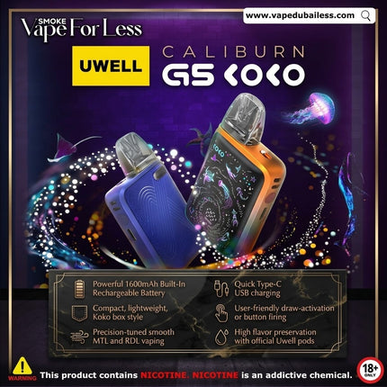 Caliburn G5 Koko 1600mAh Pod System Kit - Fast Vape Delivery UAE