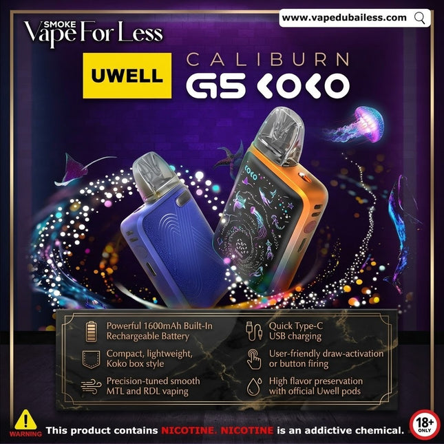 Caliburn G5 Koko 1600mAh Pod System Kit - Fast Vape Delivery UAE