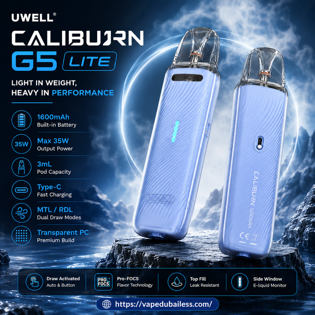 Caliburn G5 Lite Pod System Kit 1600mAh Vape Fast Delivery Dubai UAE KSA
