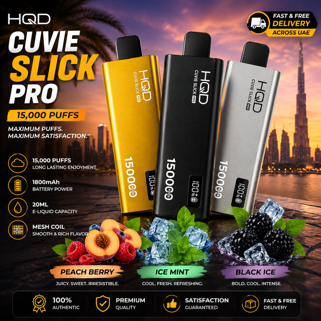 HQD Cuvie Slick Pro Disposables Vape - 15,000 Puffs Best Vape Shop Dubai