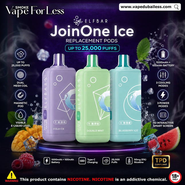 ELF Bar JoinOne Ice Replacement Pods (25,000 Puffs) Best Disposable Vape in UAE