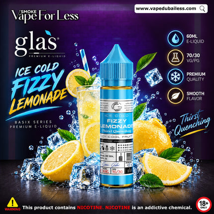 Glas Basix Series Ice Cold Fizzy Lemonade Freebase E-Liquid Disposable Vape uae Online