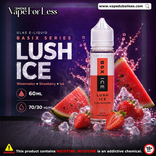 Glas Basix Series Lush Ice Freebase E-Liquid Fast Vape Delivery Dubai Same Day