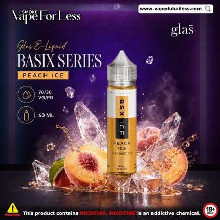 Glas Basix Series Peach Ice Freebase E-Liquid Dubai Duty Free