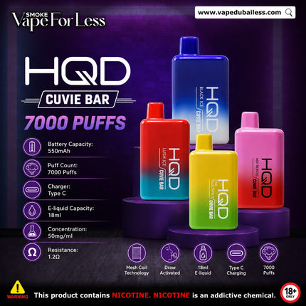 HQD Cuvie Bar Disposable Vape 7000 Puffs Abu Dhabi, Dubai, Fujairah, KSA, Ajman Sharjah