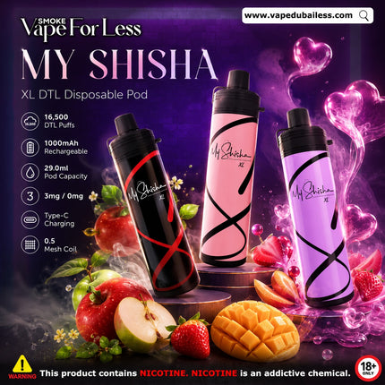 My Shisha XL 16.5k Puffs Rechargeable DTL Vape  - Fast Vape Delivery UAE