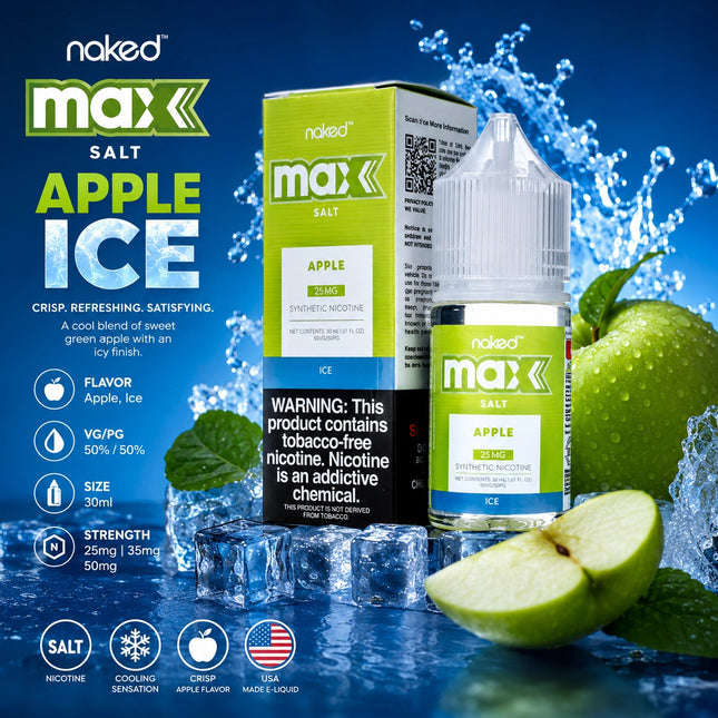 Naked 100 Max - Apple Ice Saltnic 30ml 
DUBAI ABU DHABI AL AIN RUWAIS KSA