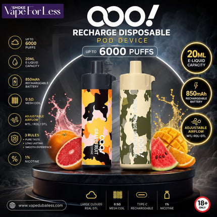 OOO Recharge Disposables Pod Device (6000 Puffs) Best Vape Delivery in Fujairah 2025