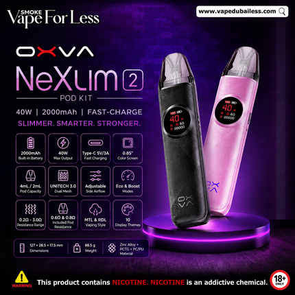 OXVA NeXLIM 2 Pod Kit 40W – 2000mAh Fast-Charge Vape Kit  Vape Shop Dubai 