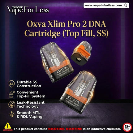 Oxva Xlim Pro 2 DNA Cartridge (Top Fill, SS) - Fast Vape Delivery UAE