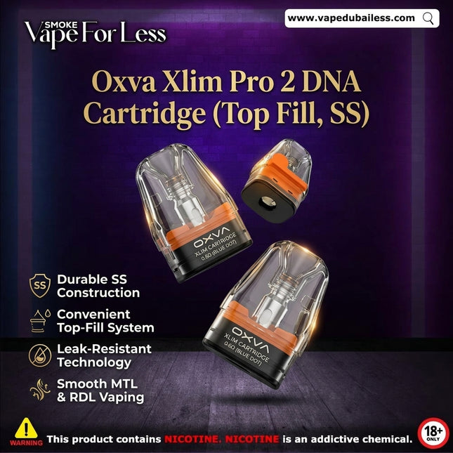 Oxva Xlim Pro 2 DNA Cartridge (Top Fill, SS) - Fast Vape Delivery UAE