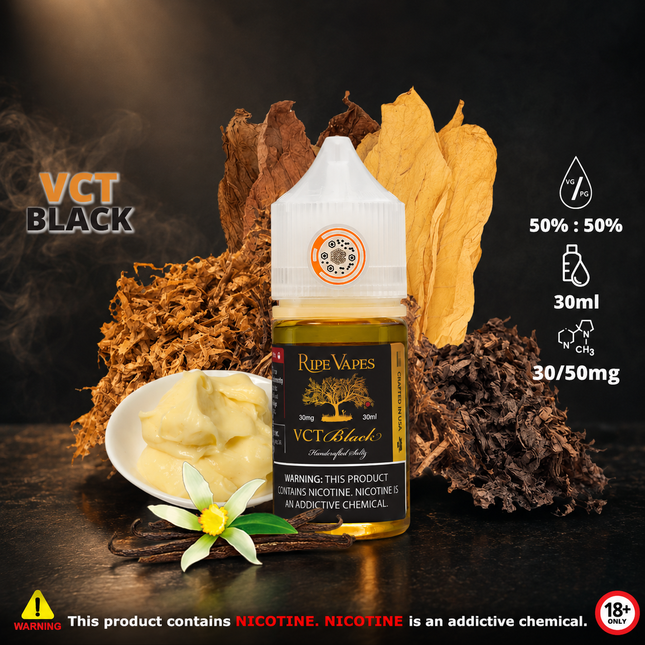 Ripe Vapes VCT Black SaltNic 30ml – Vanilla Custard Tobacco