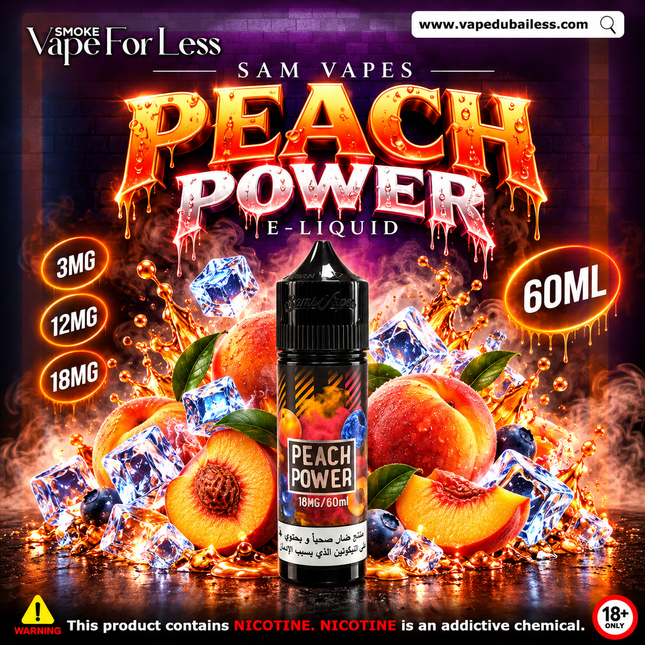 Sam Vapes - Peach Power ELiquid - Same Day Vape Delivery Dubai