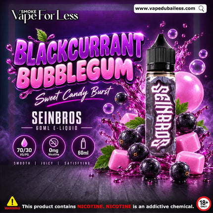 Blackcurrant Bubblegum 60ml E Liquid 0mg Nicotine by Seinbros - mg / 60 ml - E-LIQUIDS - UAE - KSA -