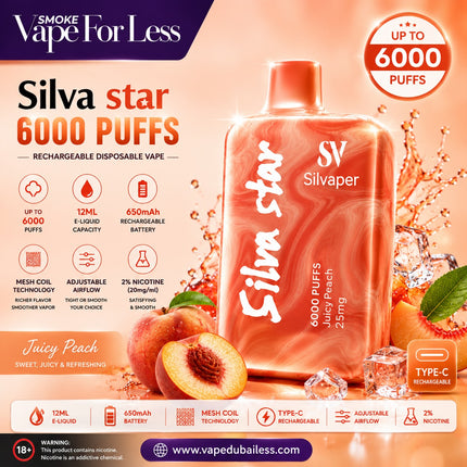 Silvaper Silva Star (6000 Puffs) Disposable Vape - Same Day Vape Delivery Dubai