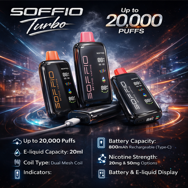 Soffio Turbo Disposable Vape (20,000 Puffs) Vape Online Shop Dubai 2026 UAE KSA
