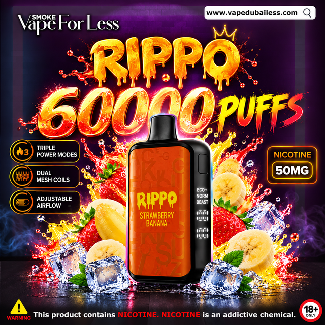 Strawberry_Banana_Rippo_60_000_Puffs - Vape Delivery Dubai Same Day