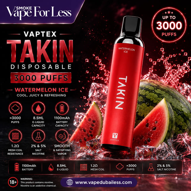 TAKIN 3000 PUFFS DISPOSABLE (1100MAH - 20MG) ABU DHABI DUBAI KSA