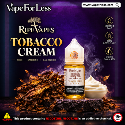 Tobacco Cream 30ml Salt Nic by Ripe Vape - Fast Vape Delivery UAE