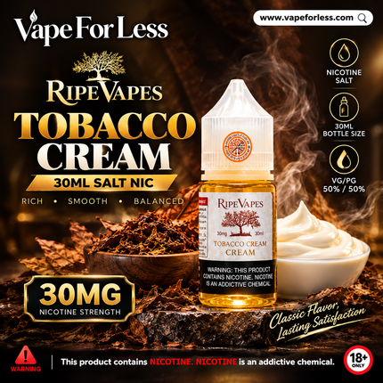 Tobacco Cream 30ml Salt Nic by Ripe Vape 30mg -Vape Delivery UAE