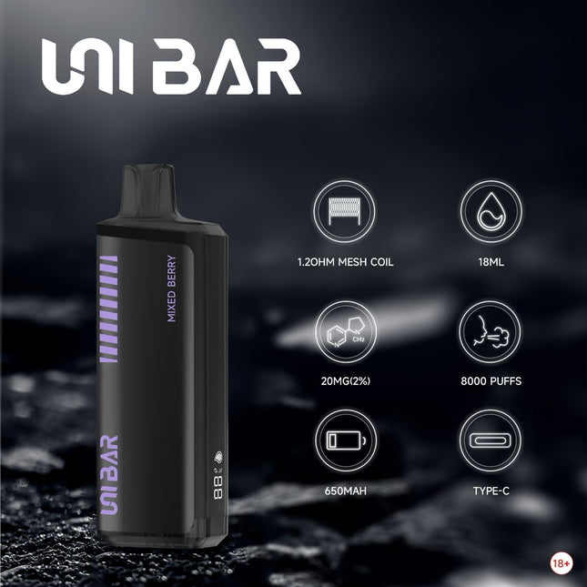 Unibar Rechargeable Disposable Vape (8000 Puffs) Best Vape Shop in Dubai 2025