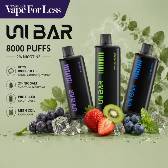 Unibar Rechargeable Disposable Vape (8000 Puffs) Best Vape Shop in Dubai 