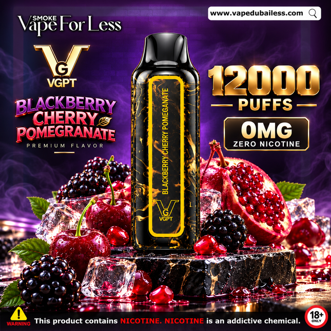 VGPT 12,000 Puffs Zero Nicotine Blackberry Cherry Pomegranate - Vape Delivery UAE