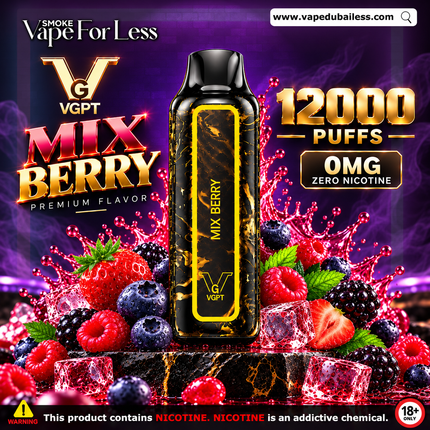 VGPT 12,000 Puffs Zero Nicotine  Mix Berry - Same Day Vape Delivery Dubai