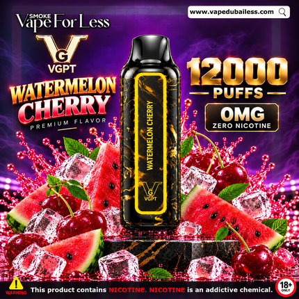 VGPT 12,000 Puffs Zero Nicotine Watermelon Cherry - Online Vape Delivery UAE