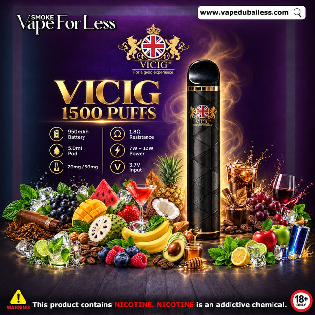 VICIG Disposable Vape 1500 Puffs 50mg Fast Vape Delivery