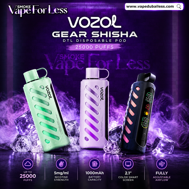 Vozol Gear Shisha DTL DISPOSABLE POD 25000 PUFFS - Same Day Vape Delivery UAE