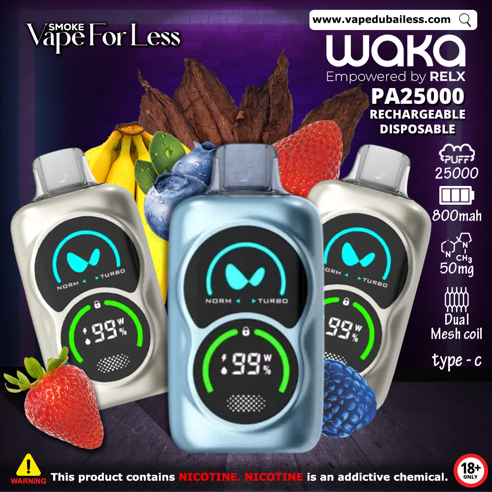 Waka PA25000 Rechargeable Disposable Vapes (25,000 Puffs) | Best Vape Delivery Abu Dhabi Dubai Vape For Less Waka PA25000 Rechargeable Disposable Vapes (25,000 Puffs) | Best Vape Delivery Abu Dhabi Dubai Vape For Less