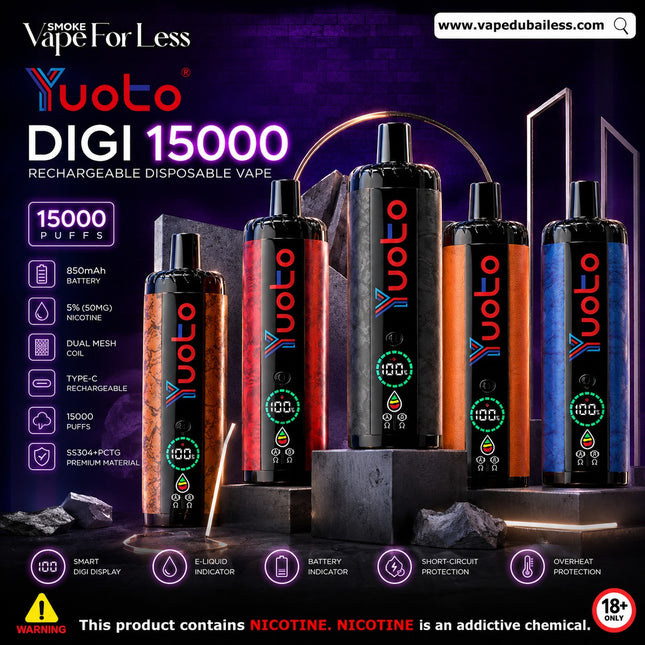 Yuoto Digi 15000 Rechargeable Disposable Fast Vape Delivery Dubai