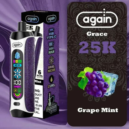 Again Grace Shisha Disposable Rechargeable Vape (25,000 Puffs) Vape Same Day Delivery Abu Dhabi