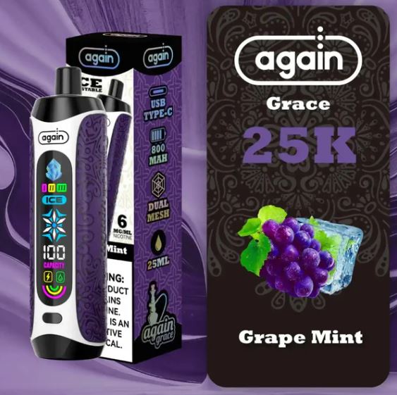 Again Grace Shisha Disposable Rechargeable Vape (25,000 Puffs) Vape Same Day Delivery Abu Dhabi