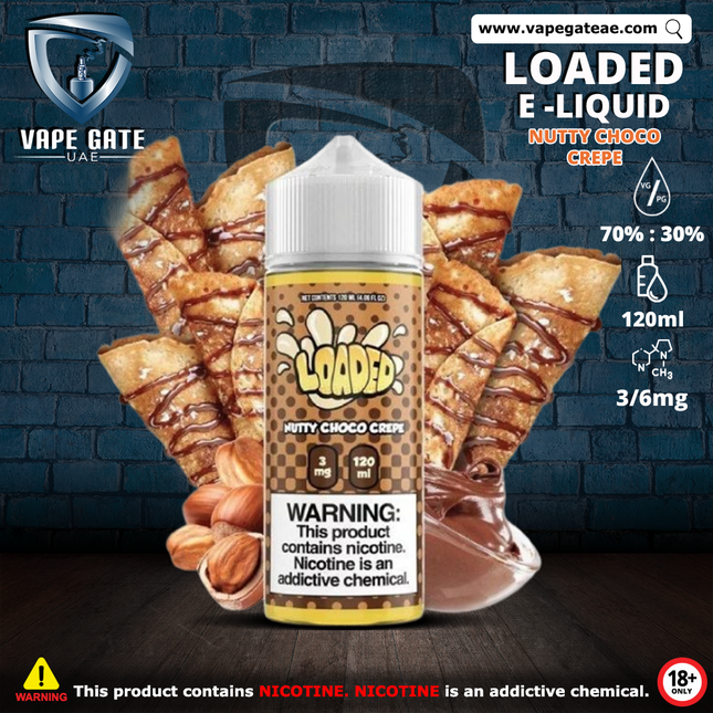 Nutty Choco Crepe - Loaded 120ml | Same day delivery Dubai VAPE | Vape Abu Dhabi Vape For Less Nutty Choco Crepe - Loaded 120ml | Same day delivery Dubai VAPE | Vape Abu Dhabi Vape For Less